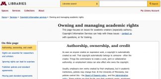 Screenshot of Libraries webpage for author rights