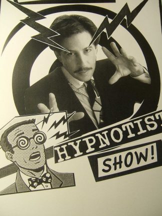 A poster depicting John Palmer and saying Hypnotist Show!