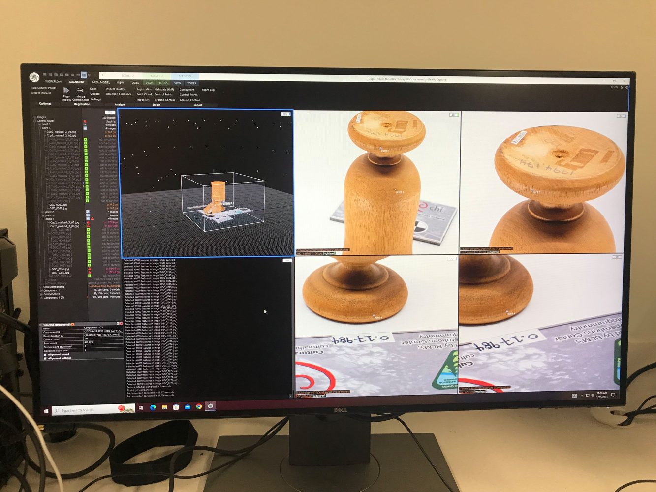 Photos of the artifact are aligned in RealityCapture