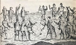 Premodern illustration of Greenlanders playing a game with a ball