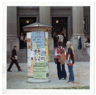 A poster kiosk at the University of Minnesota