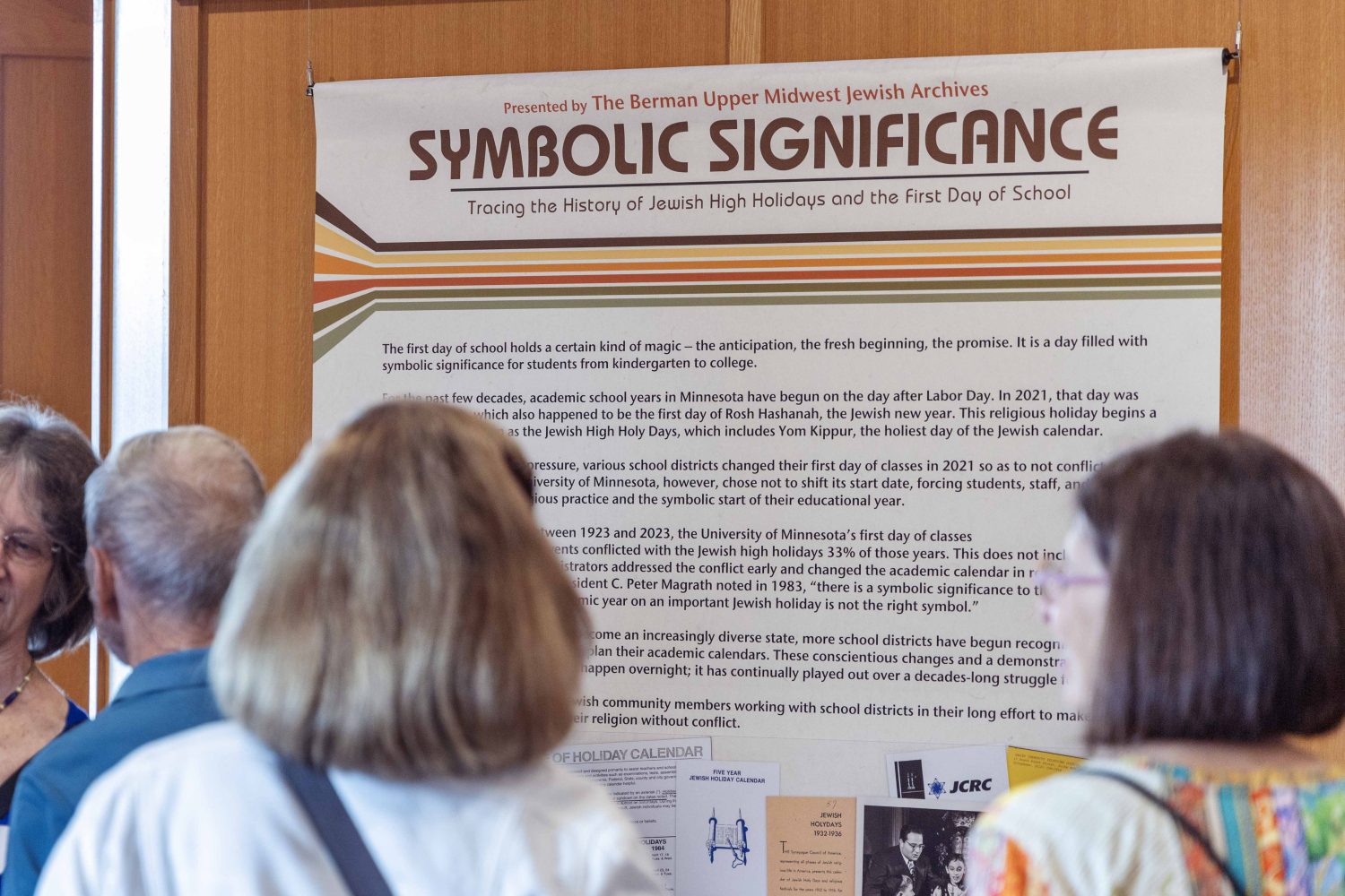 Attendees browse the Symbolic Significance exhibit opening event on Monday, Sept. 11, 2023. (Photo/Adria Carpenter)
